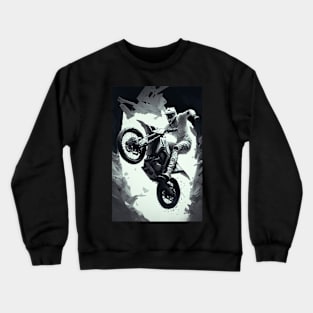 Dirt bike rider low angle  w/ grey and white Crewneck Sweatshirt